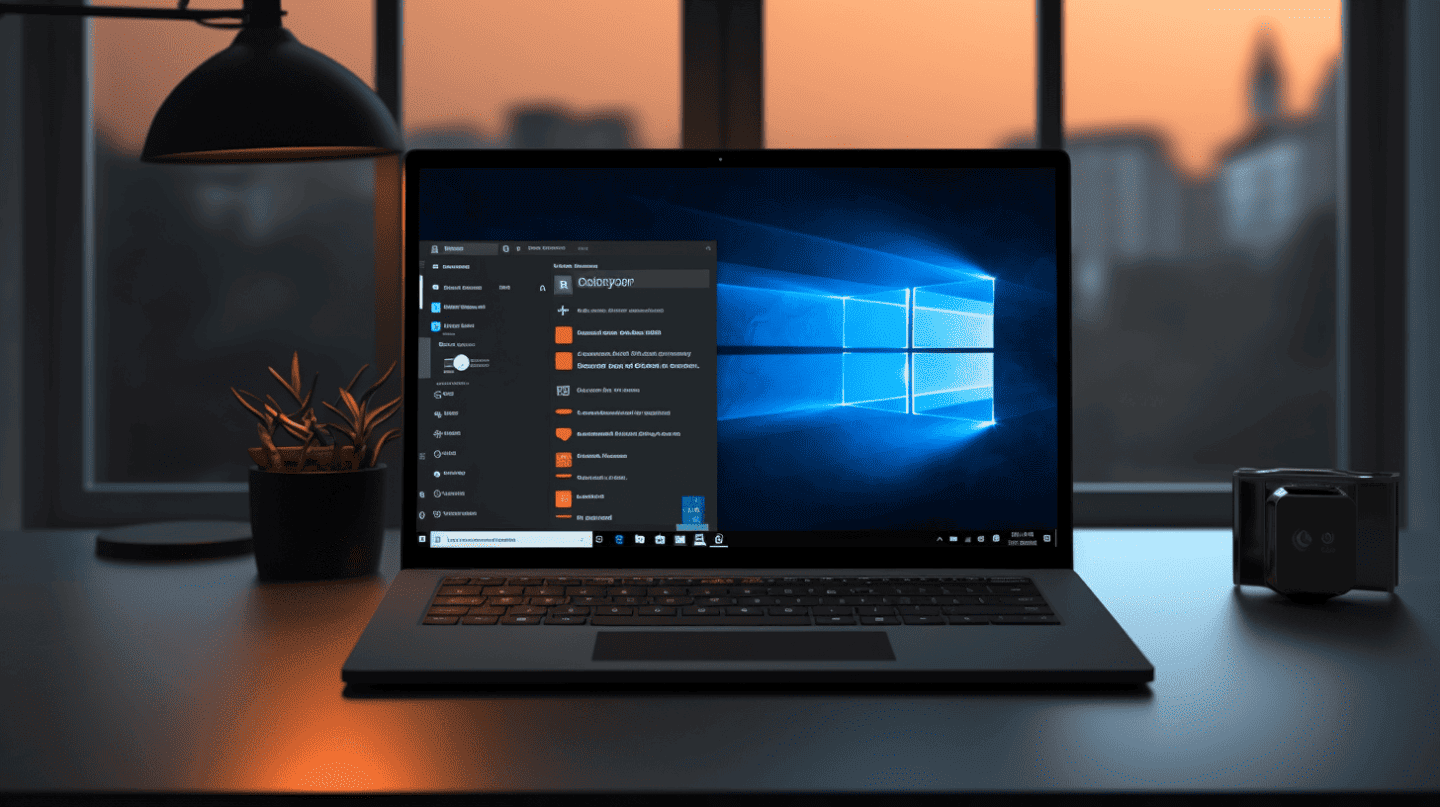 Notebook with windows logo in background