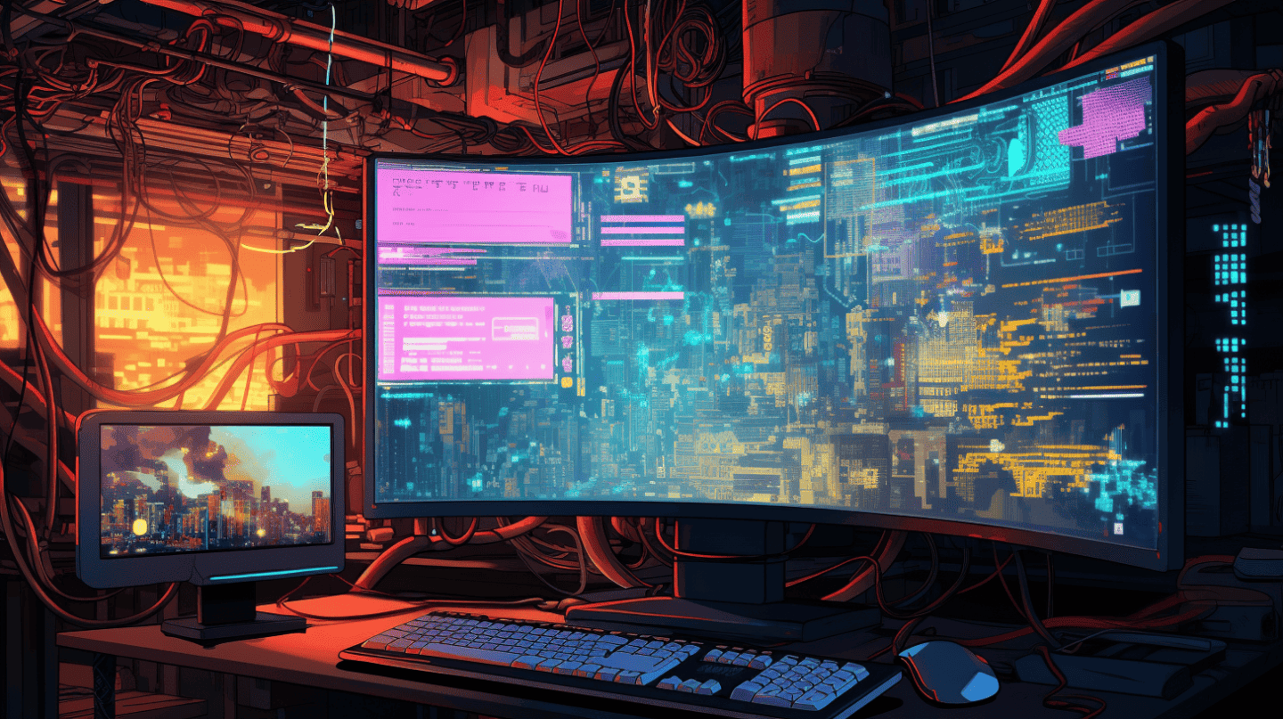 Wide screen monitor with distinct text